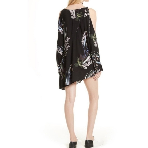 Free People Clear Skies Open Shoulder Printed Tunic in Black/Multi-Size XS - Picture 6 of 12